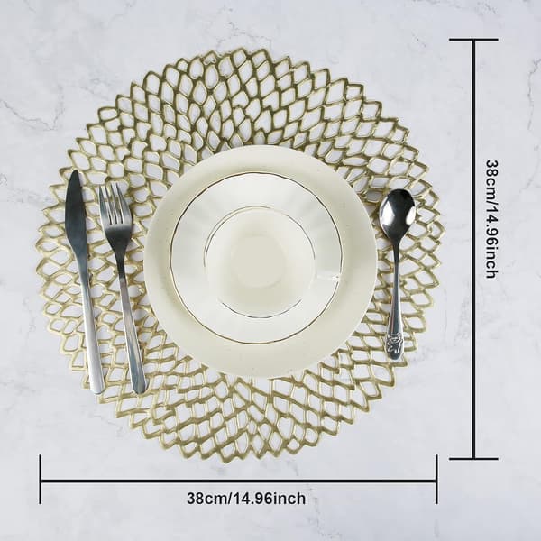 Utstanset rund bordmatte, 6 stk. bordbrikker, PVC-sett