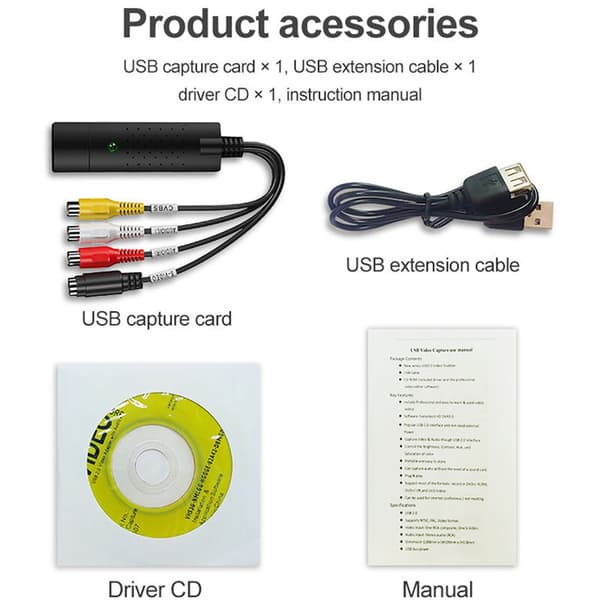 VHS til digital konverter USB 2.0 videokonverter VHS lydkapsel