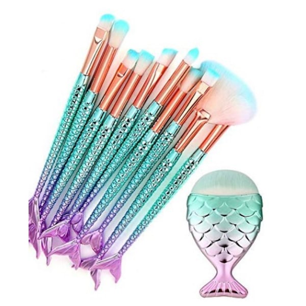 Makeupborste Set 11 Borstar - Mermaid Multicolor