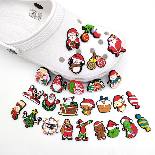 26pcs Christmas Cartoon Croc Shoes Flower Shoe Buckle Christmas E