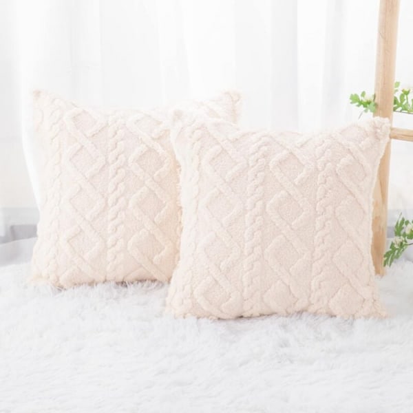 2 stk 45 x 45 cm Myk Plysj Kort Ull Fleece Dekorativ Pute