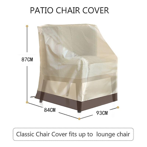Patiostolsöverdrag, vardagsrum djup sitsöverdrag, kraftig vattentät utomhus gräsmatta uteplats möbelöverdrag, medium beige och brun BEIGE87x93x84cm