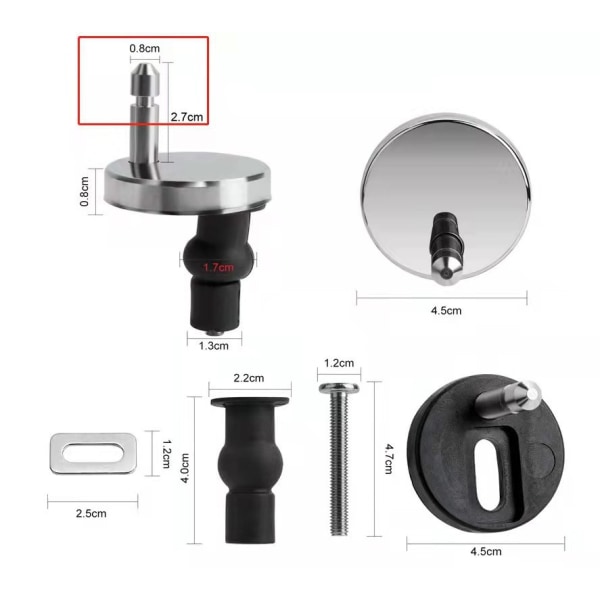 Toilet Seat Hinge, Quick Release Hinges Fixings, with Rubber Scre