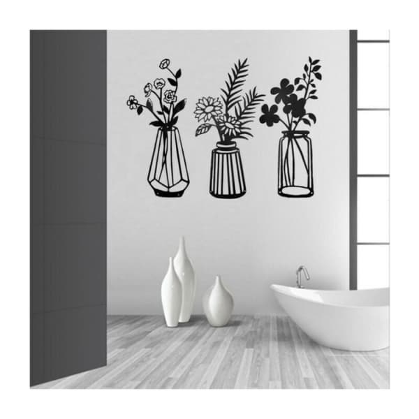 3 st metallblommor väggdekor, metallvas blomväggsskulptur, W