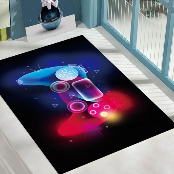 Moderne Gamer Soveværelse Tæppe 120x80cm 3D Controller Graffiti Børn