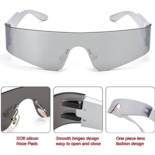Futuristiske briller Sølv Futuristiske solbriller Alien Cyclops Fut