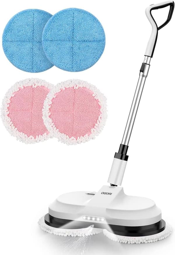 Blå + rosa, 4 stk elektrisk mopp støvsuger, (uten mopp)