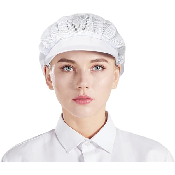 3-pak mesh kokkehatte - Hvide, unisex køkkenhatte med mesh, W