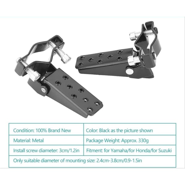 Svart - 1 par metallpedaler motorcykelram pedaler pedalhållare