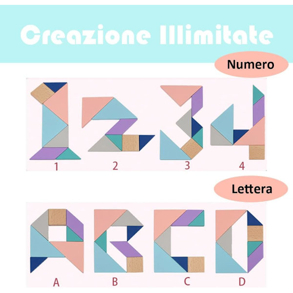 Logikspel Pussel Träblock Pussel 7 PCS Trä Tangram Hjärna