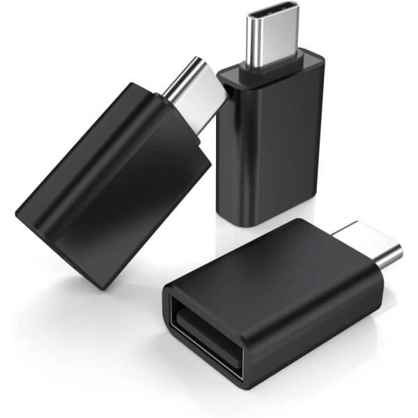 Sort - 3 stk USB C hann til USB 3.0 hunnadapter 3 pakke, Thunderb