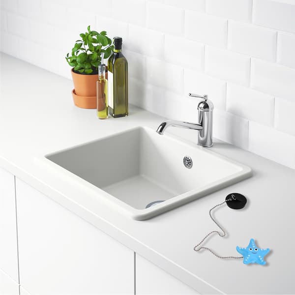 Badekarproptræk med rustfrit stålkuglekæde (45mm - Blå)
