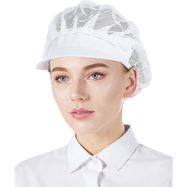 3-pak mesh kokkehatte - Hvide, unisex køkkenhatte med mesh, W