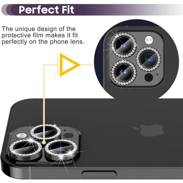 Bakre kameraskydd för Black iPhone 14 Pro/14 Pro Max Photo Pr