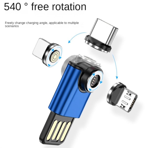 Blå Mini Bärbar USB 3A magnetisk adapter 540 graders snabbladdning