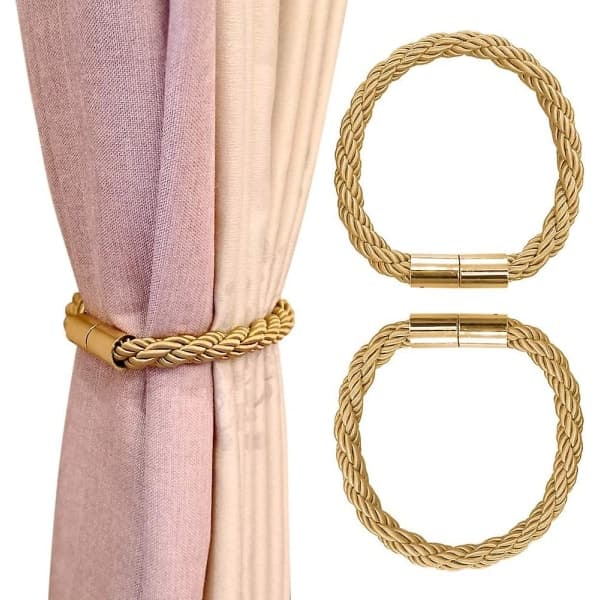 2 stk. guld magnetisk gardinforbindelse gardinklemme Reb gardin