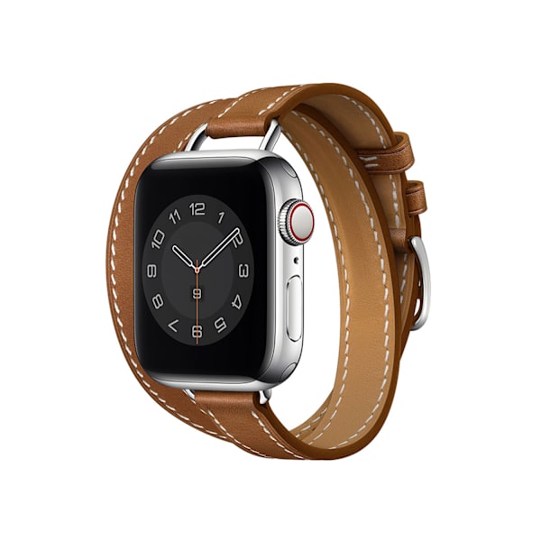 (Brun) Egnet til Apple iwatch urrem ægte læder dobbelt