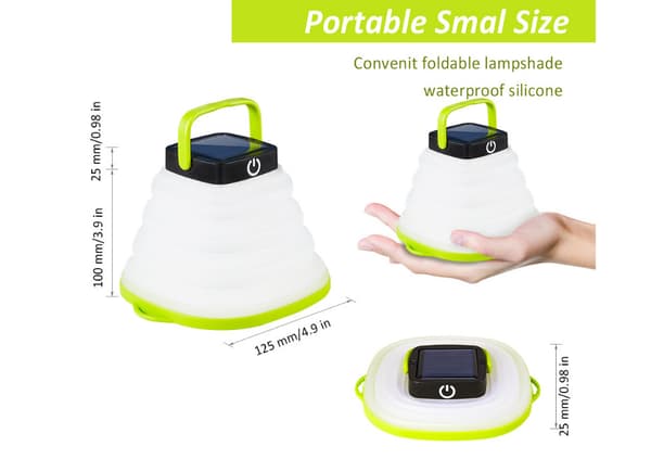Campinglys Lanterne, Solcelledrevet LED-lampe Foldbar LED-lanterne