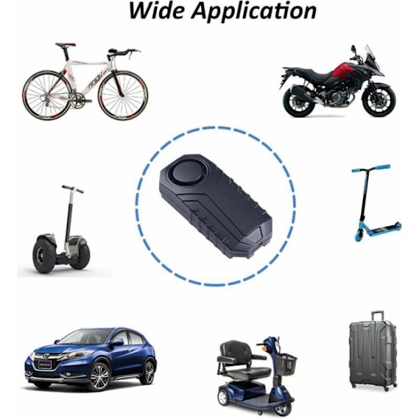 (Sort) Trådløs Motorcykel/Cykel Alarm, Sikkerhed Anti-Tyveri Alarm