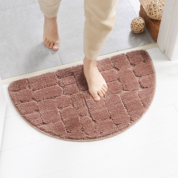 Half Moon Shaped Absorbent Microfiber Floor Mat (Champagne) - Ent