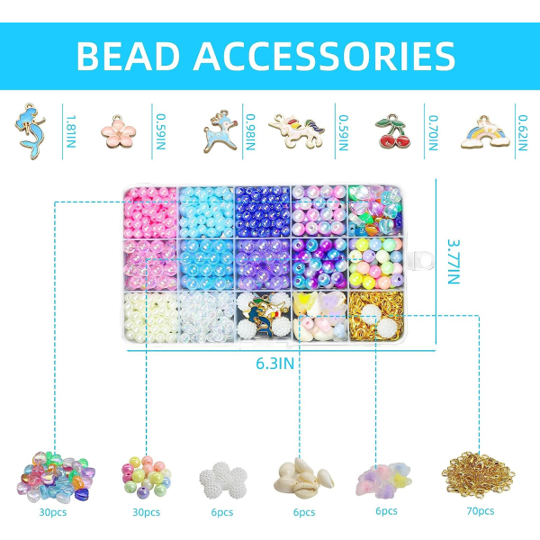 Beaded Bracelets for Kids 743pcs Tool, Plastic Bracelets for Litt