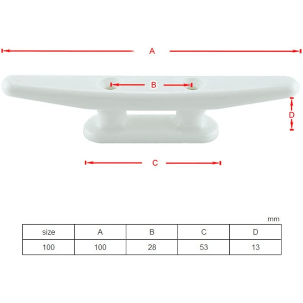 2 delar repklämma (vit), för kanotbåtar, förtöjning av hög kvalitet C