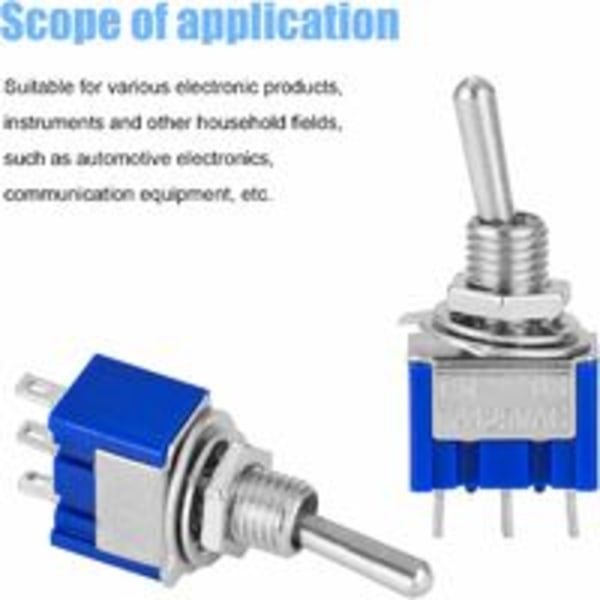 10 stk. AC 125V 6A on-on 3-polet mini 2-positions vippekontakt, til A
