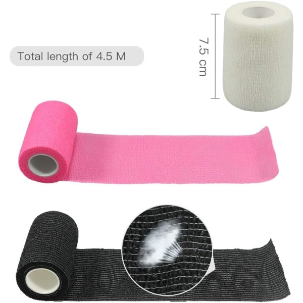 6 ruller kohesive tape selvklebende bandasje kohesive sports selvklebende bandasje elastikker medisinsk bandasje klebende bandasjer klebende bandasjer for fingre hender føtter håndledd 7,5 cm (beige)