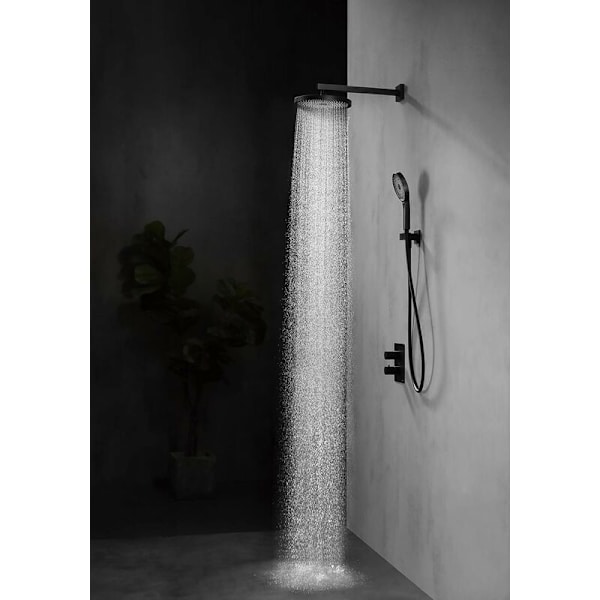 Premium 250 mm brusehoved - Hydromassage (Sort)
