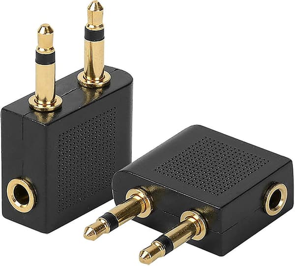 Flyvehovedtelefonadapter Stereo Aux-stik Hovedtelefonadapter (sort)
