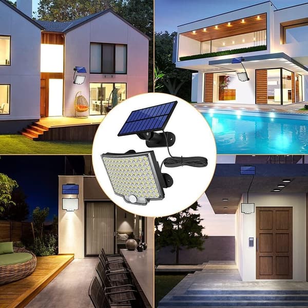 106LED Solcellelampe 4 Tilstande IP65 5M Bevægelsessensor - 1 Pakke