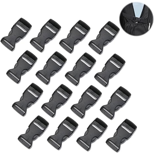 16 stk. 20mm brede remspænder, sort plastikudskiftning