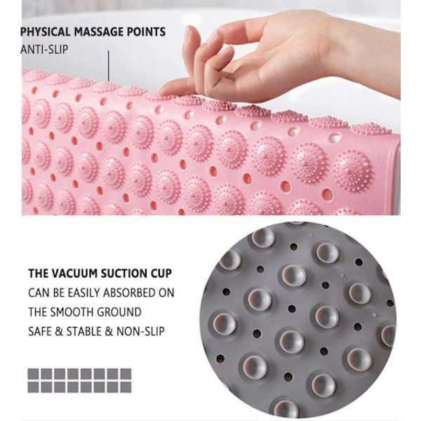 Hvit 48*48CM Anti-Skli Badematte, Kvadratisk Dusjmatte Muggsoppresistent