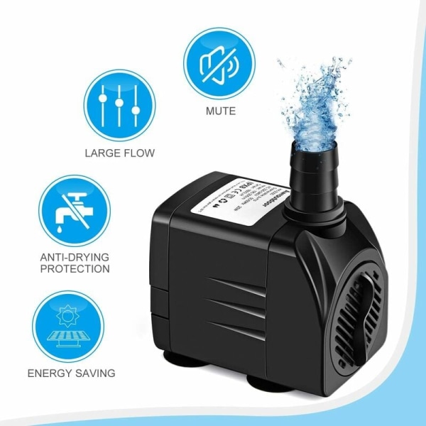 Nedsänkbar pump, 65w 3000L/H mini akvariepump, justerbar foun
