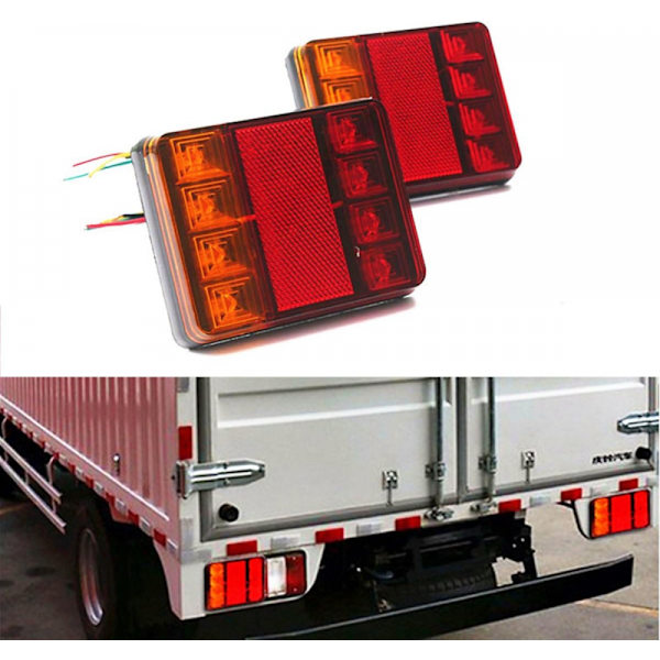 2 st vattentäta 8 LED bakljus röda gula bakljus DC 12