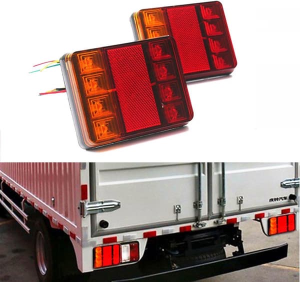 2 stk. Vanntett 8 LED Baklys Rød Gul Baklys DC 12