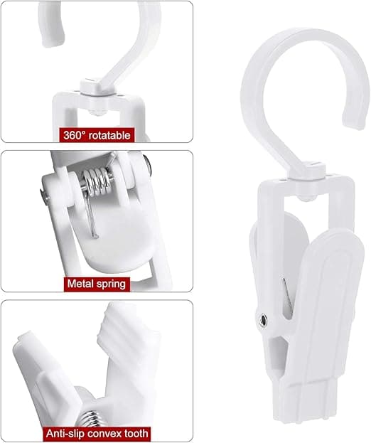 20 store klesklyper, vindskjermklips, plastklips, kan rotere