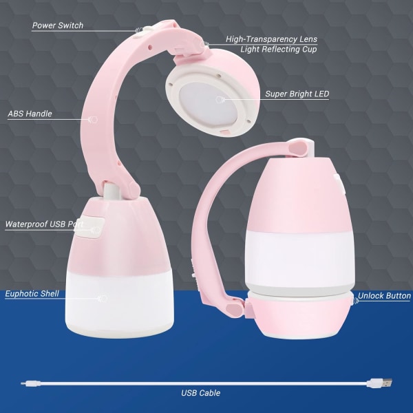 Pink Fousômo 3 in 1 LED-leirintälyhty ja kädessä pidettävä taskulamppu ja T