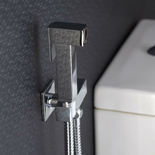 Komplett set av mässing, silver toalett handdusch, koppar vinkel va