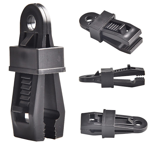 10 stk. sorte presenningklips, teltklips, plastklips, til camping