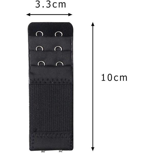 6-pack elastiska bh-förlängare med 2/3-hake för kvinnor (vit, svart, beige)