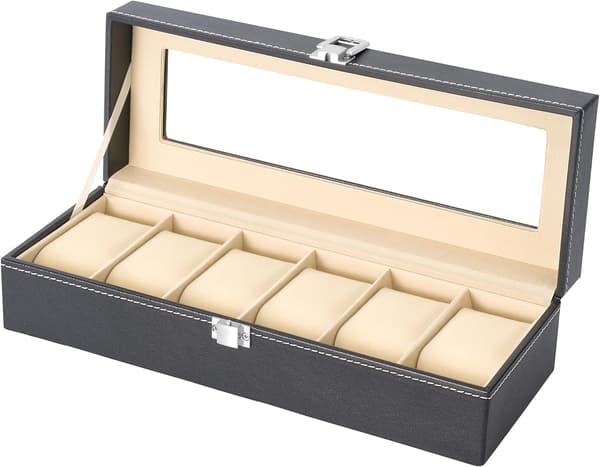 Urtavla för 6 klockor Display/Case/Förvaringslåda (Svart)