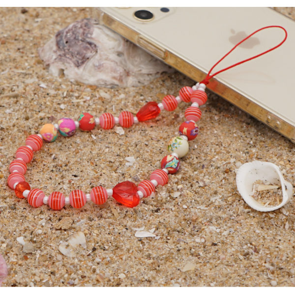 Rannekoru helmillä koristeltu puhelinlanyard Anti-Lost Crystal -matkapuhelin Ketju Matkapuhelin Helmi Lanyard Avainnauha Helmillä koristeltu puhelimen riipus naisille ja tytöille
