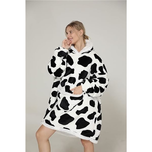 Blød hættetrøje tæppe -Cows 90x75cm pullover varm hættetrøje oversized