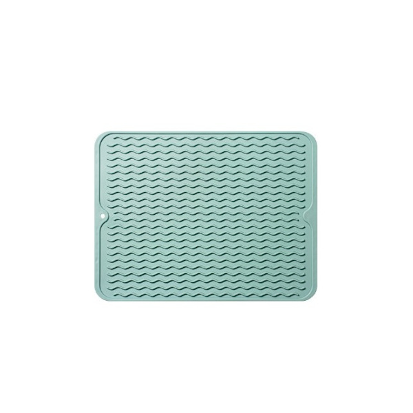 Grønn Silikon Tørkematte, Stor Varmeisolasjon Avløpsmatte Sklisikker og Varmeisolasjon Oppvasktørkematte for Tørking av Bestikk og Tallerkener(40cmx30cm)