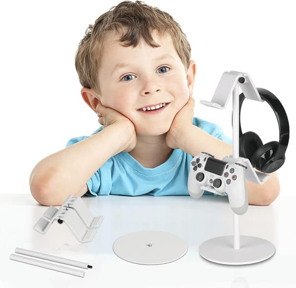 1 stk. Universal Hovedtelefon og Controller Holder (Hvid), Gamepad