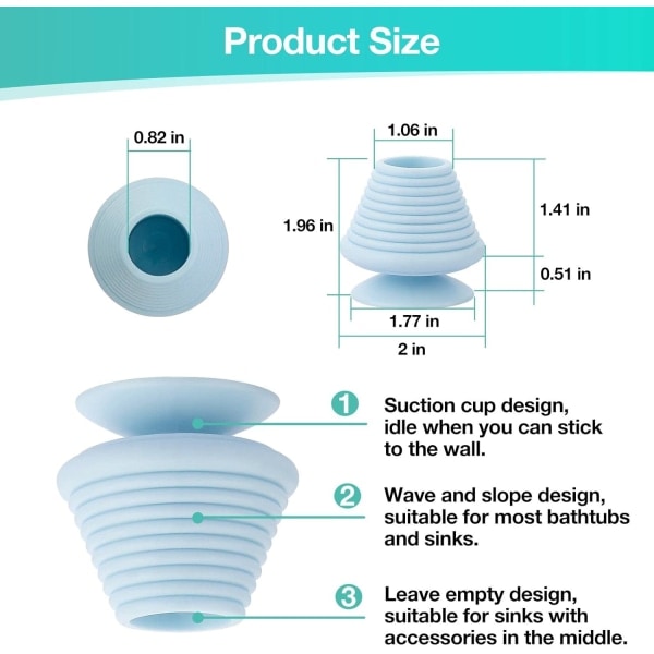 3 kappaletta yleiskäyttöisiä silikonisia viemäritulppia, kylpyhuoneen lavuaarin tulppia
