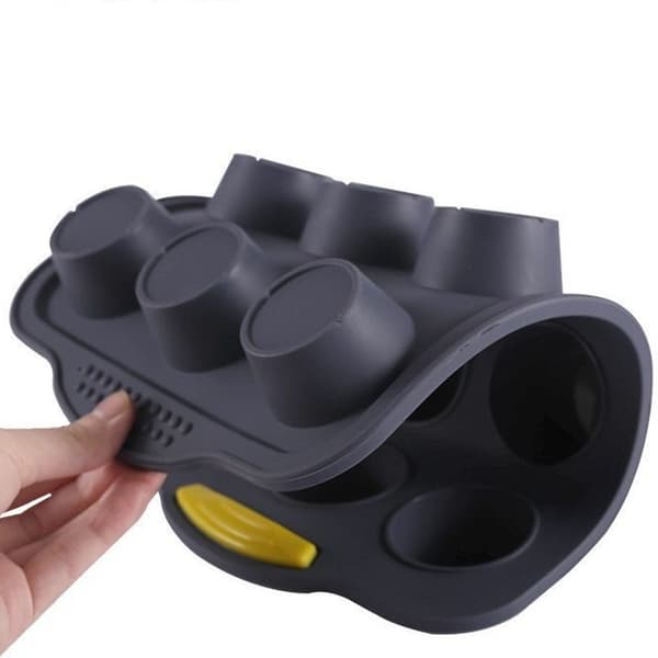(Mørk grå) 12-kopps non-stick silikon bakepanne med håndtak - D