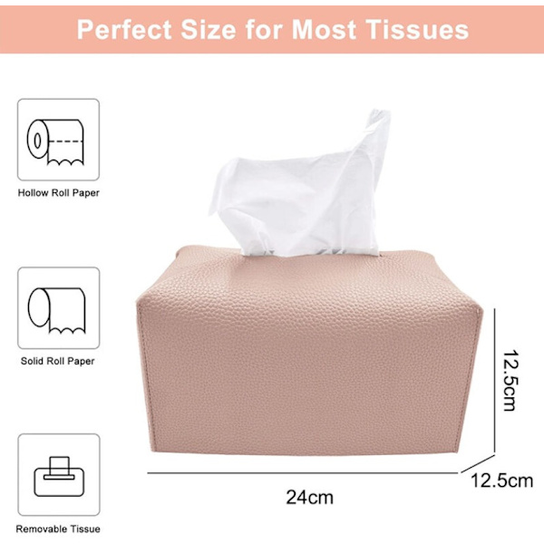 Pink Tissue Box Sæt, PU Læder, Rektangulær Badeværelse Opbevaring Hol