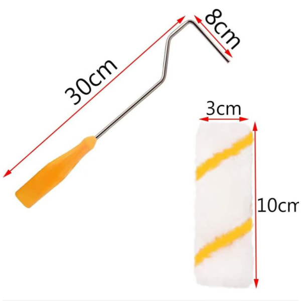 Färgroller 10cm 10 st Färgroller Set Liten Färgroller med 1 Roller Borsthållare 32cm Heminredningsverktyg för Dörr Tak Vägg Golv